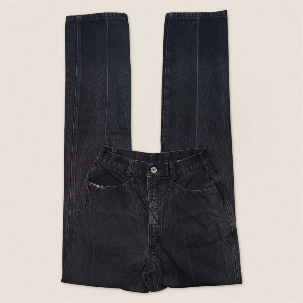 Vintage Western Yoke Z Blaze Black Fire 'Hold Up' Jeans 7/27 - Size‎ 24 x 34.5